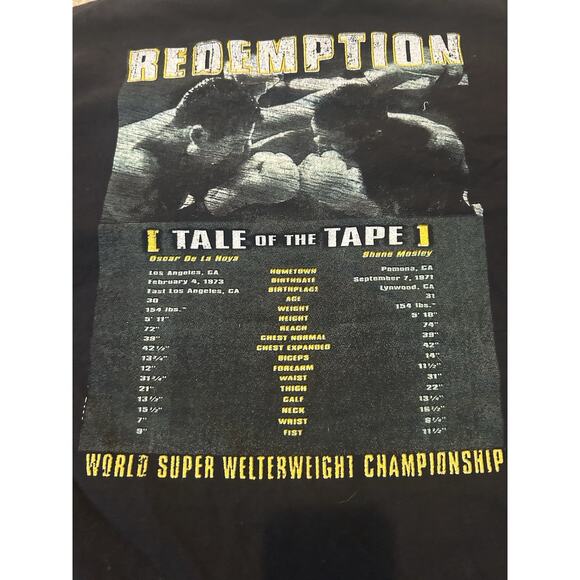 Vintage Oscar De La Hoya Tshirt Be Shane Mosley 2 Double Sided XXL Ripped Tag - Picture 4 of 5